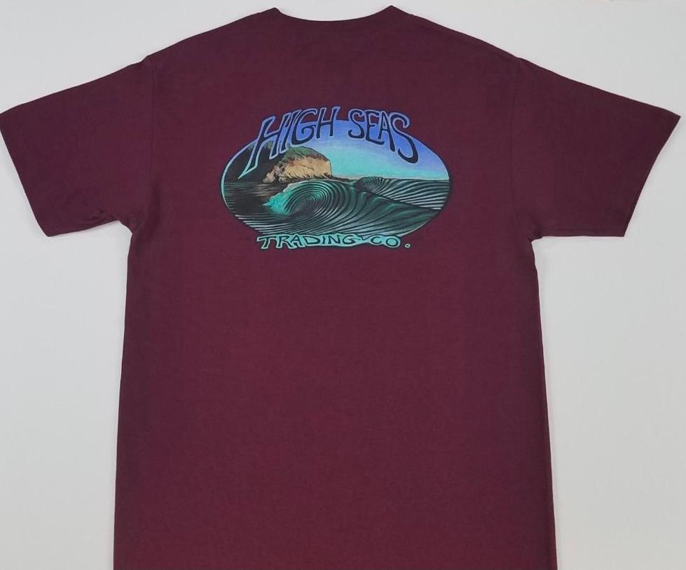 Burgundy Wave T-shirt - 100% Cotton by High Seas